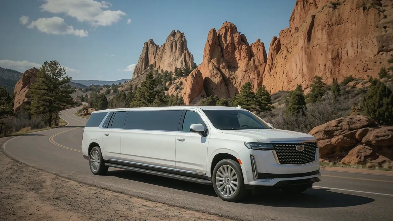 Woody Creek Colorado white Cadillac Escalade 20 passenger stretch limo